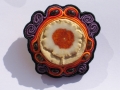 175. Pendant, soutache, precious stone, silver
