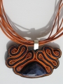 179. Pendant, soutache, precious stone, silver