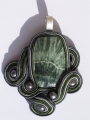 180. Pendant, soutache, precious stone, silver