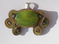 184. Pendant, soutache, precious stone, silver